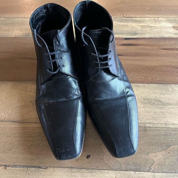 Fiorangelo Italian Designer Handmade Mens Black Leather Oxford Dress Shoes - siz - Picture 1 of 11